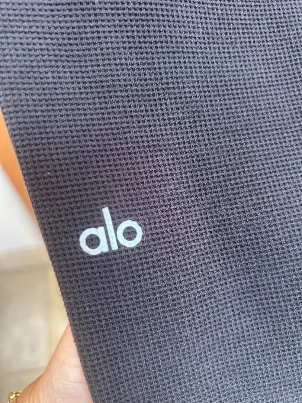 Alo Yoga Micro Waffle Set Black Henley Wide Leg Pants S
